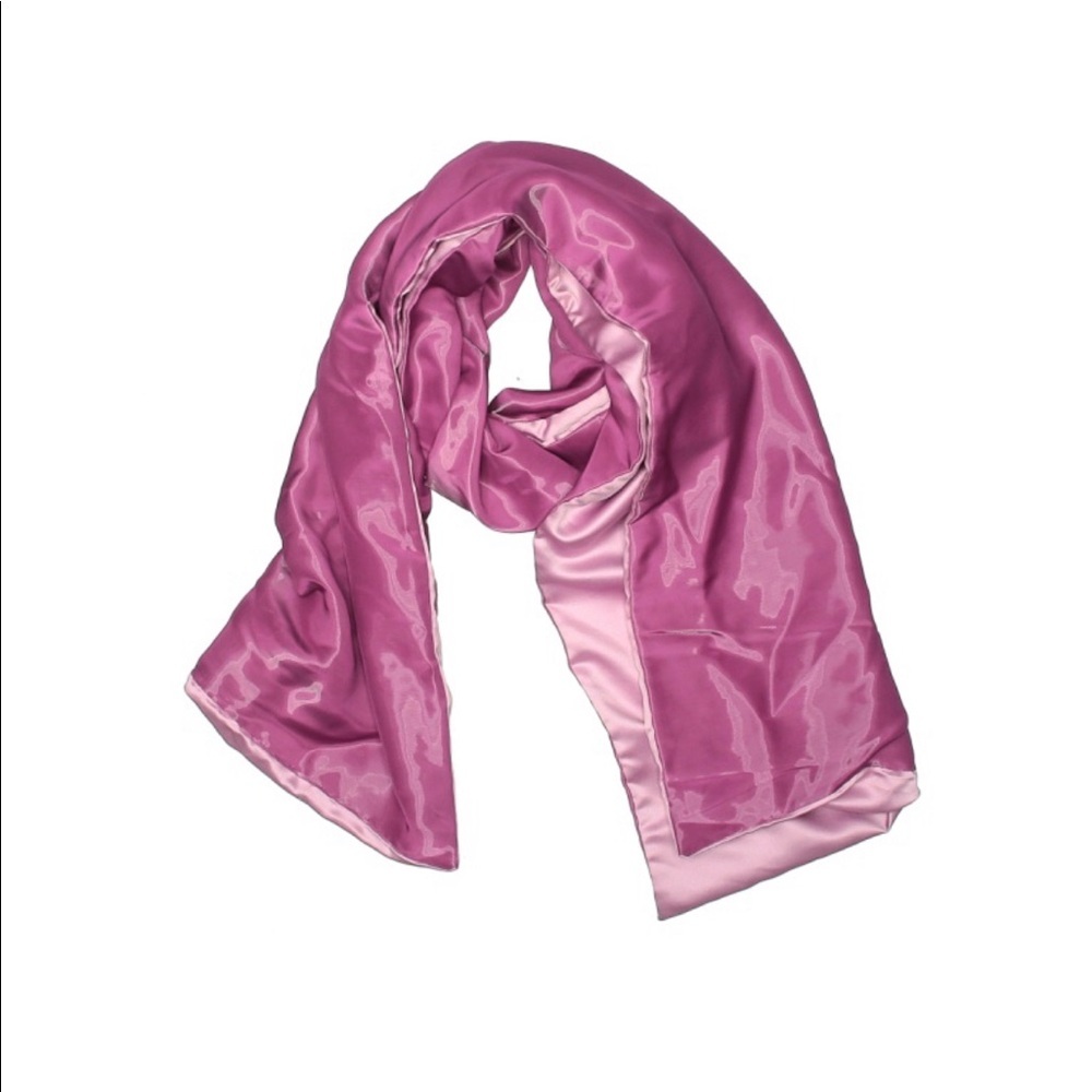 Nicole Miller Pink Satin Trim Scarf - Chic & Elegant - Picture 1 of 2